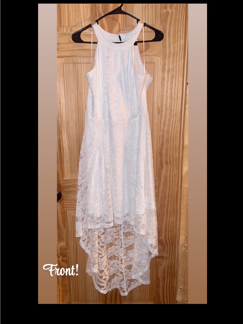 Sleeveless White Lace High-Low Dress - Women Dresses